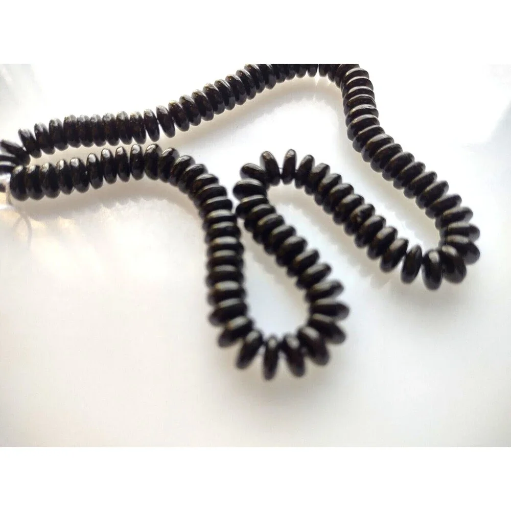 (100) Vintage Jet Black Round Wafer Shape Czech Beads Jewelry Crafts NOS 6mm